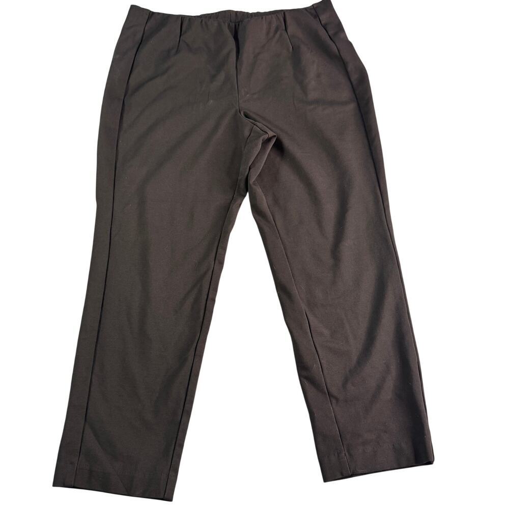 J Jill Ponte Slim Leg Pants Large Petite Brown Pull On Career Stretch